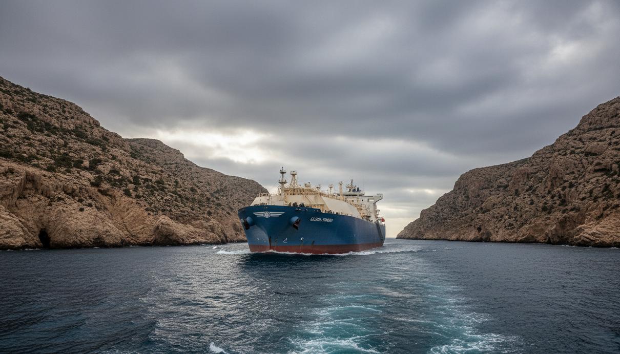 МЭА прогнозирует первое с 2022 года падение мирового спроса на газ Танкер-газовоз для перевозки СПГ проходит через узкий морской пролив между скалистыми берегами.